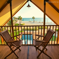 Tente Safari Moderne Style Loft à Deux Étages, Lodge de Glamping de Luxe avec Vue Panoramique, Cabane de Vacances pour les Familles