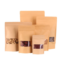 Brown Recycle Custom Printed Ziplock Pouch Packing Kraft Paper Bags for Tea Coffee Nuts Food Bag With Window