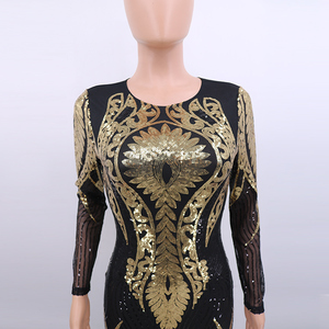 Cy8189 pronto per la spedizione di paillettes manica lunga ricamo decalcomania onda <span class=keywords><strong>body</strong></span> per le donne di lusso tute per la vendita - Product Image 5