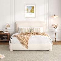 Cadres de lit rembourrés Boucle avec tête de lit arrondie et pied de lit bas pour un mobilier d'intérieur contemporain