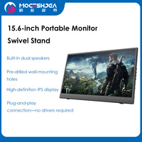 Moniteur portable IPS 15,6 pouces avec support rotatif à 90°, commande tactile, haut-parleur intégré pour ports – Écran mobile haute définition pour