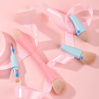 Luxe doux Multi Tasker tête plate pinceau de maquillage ensemble outil cosmétiques professionnel unique luxe avec étui Portable pinceau de maquillage