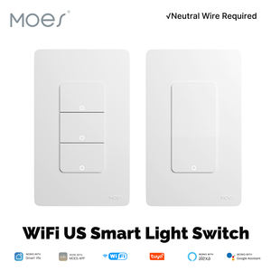 مفتاح واي فاي ذكي MOES Tuya إصدار أمريكي 1-4 عصابات بسلك أرضي ومحايد للتحكم عن بعد عبر التطبيق يعمل مع Alexa و Google Home - Product Image 2