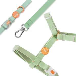 Set Tali dan Harness Anjing Mewah Anti Air PVC Desainer Kustom Logo Personal 2023, Tali Anjing Nylon Hands Free - Product Image 1