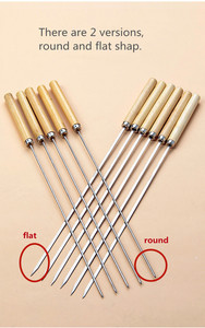 Mydays thực phẩm ngoài trời cấp tái sử dụng phẳng vòng thép không gỉ BBQ xiên với cách điện nonslip rừng xử lý - Product Image 6