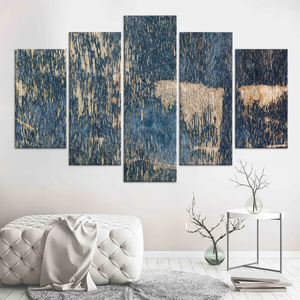 Navy Blue Printed Canvas Art: Abstract <b>Plaster</b> Print Design,<b>SET</b> OF 5 MIX CANVAS - Product Image 3