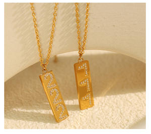 สร้อยคอแฟชั่นใหม่ กันน้ำ ทอง 18k สแตนเลส <span class=keywords><strong>ประ</strong></span>ดับเพชรซิรคอน ตัวเลขเทวดา 111 ถึง 999 สำหรับผู้หญิง - Product Image 6