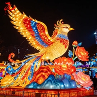 Lanterne géante LED Zigong en forme de fleur et d'oiseau, étanche, durable, pour extérieur, statue florale de luxe pour spectacle lumineux nocturne
