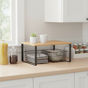 Étagère de rangement noire et en bambou Elie - Product Image 3