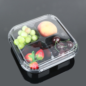 Hengmater Disposable <strong>Large</strong> Fruit 4 Compartment Food Cheap <strong>Plastic</strong> <strong>Tray</strong> with Lid - Product Image 6