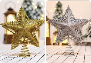 Décoration de sapin de Noël en forme d'étoile 3D en métal, étoile creuse à paillettes pour Noël - Product Image 4