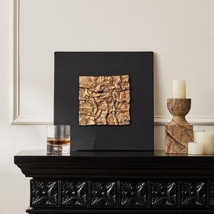 Quadro in Metallo Dorato Effetto Opaco con Carta Stropicciata, Scultura in Lamina su Sfondo Nero, Texture Astratta, Incorniciato, Decorazione per Camera da Letto Matrimoniale - Product Image 6