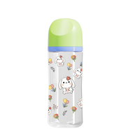 Échantillon gratuit de biberon standard pour bébé, motif animal mignon, tétine en silicone et matériau PP pour nouveau-nés de 0 à 12 mois