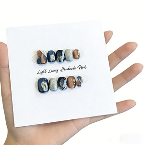 TSZS 10 Uds. <span class=keywords><strong>Uñas</strong></span> Postizas Japonesas Pintadas a Mano con Diseño <span class=keywords><strong>de</strong></span> Tulipán Dorado, <span class=keywords><strong>Uñas</strong></span> Cortas Ovaladas Cuadradas con Degradado <span class=keywords><strong>de</strong></span> Ojo <span class=keywords><strong>de</strong></span> Gato, <span class=keywords><strong>Uñas</strong></span> a Presión Hechas a Mano - Product Image 3