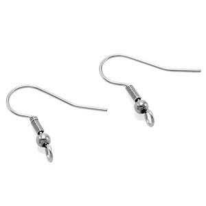 Crochets d'oreille en acier inoxydable en forme de bouche de poisson, apprêts pour boucles d'oreilles à ressort pour la fabrication de bijoux, hypoallergéniques, matériau 316 - Product Image 5