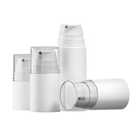 Vente en gros plastique PP sérum lotion blanche 1oz 1.7oz 3.4oz 5oz bouteille ronde rechargeable avec pompe sans air contenant cosmétique