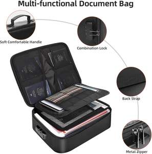 Sac de rangement portable multicouche ignifuge pour documents, organiseur avec serrure pour passeport et certificats importants - Product Image 5
