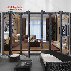 Porte extérieure pliante en verre avec moustiquaire, panneau coulissant convertible portable pour patio, jardin, balcon, portes pliantes - Product Image 1