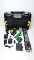 Niveau laser vert super lumineux 4D à 16 lignes de haute précision, ensemble complet avec housse en caoutchouc, kit de niveau laser avec trépied réglable