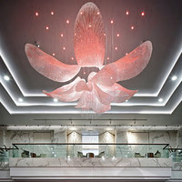 Lámpara de Araña de Cristal de Loto de Lujo al por Mayor, Iluminación Decorativa Personalizada para Vestíbulo de Hotel, Área de Recepción, Proyectos de Hostelería
