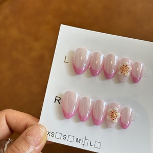 Uñas Postizas Hechas a Mano <span class=keywords><strong>con</strong></span> Diseño de <span class=keywords><strong>Flores</strong></span> Secas, Efecto Ojo de Gato, <span class=keywords><strong>Flores</strong></span> 3D, <span class=keywords><strong>Manicura</strong></span> <span class=keywords><strong>Francesa</strong></span>, 10 Piezas - Product Image 3