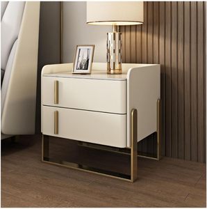 Tables de chevet, table de chevet avec 2 tiroirs en bois, table de chevet avec pieds en forme de U, table de chevet simple - Product Image 1