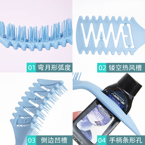 Ensemble de peignes à cheveux avec boucles rebondissantes définies, peigne à dents larges en plastique de grande taille pour un usage domestique - Product Image 2