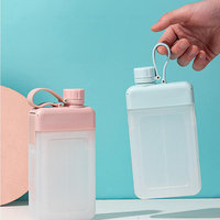 Bouteille d'eau en plastique plate carrée portable, sans BPA, créative, sportive, personnalisable, avec logo sur mesure, vente en gros