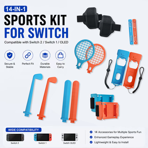 Kit Sportivo 14 in <span class=keywords><strong>1</strong></span> Universale per Giochi Sportivi <span class=keywords><strong>Nintendo</strong></span> <span class=keywords><strong>Switch</strong></span> 2 e <span class=keywords><strong>Switch</strong></span> <span class=keywords><strong>1</strong></span>, Accessori per Gaming <span class=keywords><strong>Switch</strong></span> 2 - Product Image 1