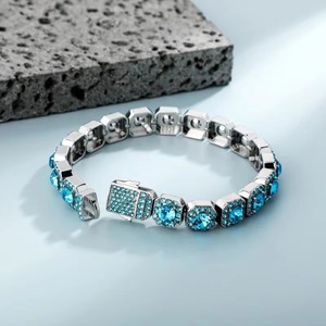 Bracelet en zircon turquoise style hip-hop, idéal pour les fêtes et les cadeaux, disponible à prix avantageux pour la vente en gros. - Product Image 1