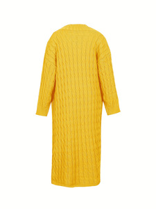 Maglione Lungo a Maglia Grossa con Apertura Frontale, Morbido sulla Pelle, Vestibilità Ampia con Grandi Tasche per Passeggiate, Look Casual e Appuntamenti - Product Image 5