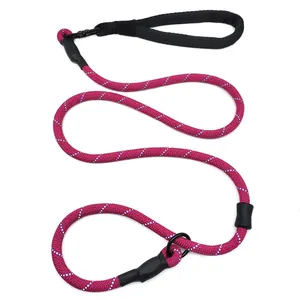 Custom 4ft 6ft Dog Training Leash Strong Slip Lead Standard Adjustable Nylon Reflective Dog Rope Leash