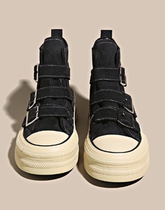 Scarpe da tavola alte per le donne in autunno e in inverno serie di colori, nuova nicchia <span class=keywords><strong>chic</strong></span> versatile muffin testa rotonda retrò scarpe di tela - Product Image 4
