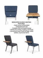 Chaises d'église haut de gamme en tissu fabriquées en Chine avec fonction d'écriture, chaise de conférence et chaise d'auditorium avec fonction d'écriture