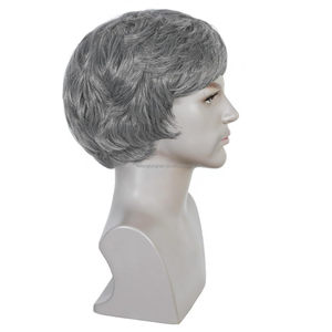 JAMBALAYA <span class=keywords><strong>Peluca</strong></span> de <span class=keywords><strong>Hombre</strong></span> de Primera Calidad, Natural y Realista, Sin Encaje, Color Gris <span class=keywords><strong>Degradado</strong></span>, <span class=keywords><strong>Peluca</strong></span> Corta y Rizada Sintética <span class=keywords><strong>para</strong></span> <span class=keywords><strong>Hombre</strong></span> - Product Image 4
