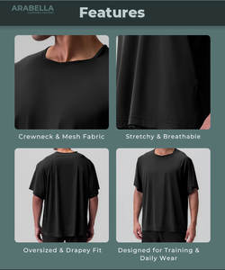 Arabella 2026 Performance di lusso indossare Logo personalizzato oversize di seta di ghiaccio magliette da allenamento per uomini di lusso - Product Image 3