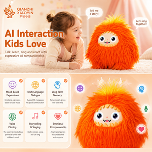 AI Warm Velvet Beast <span class=keywords><strong>Orange</strong></span> Long Fur Monster Plush Toy Yellow Hair ChatGPT 50+ Languages Voice Clone Memory <span class=keywords><strong>WiFi</strong></span> Wholesale - Product Image 2