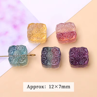 Perle de charme porte-bonheur carrée en fluorite arc-en-ciel naturelle, perçage horizontal 12x7mm, pour fabrication de bijoux DIY, vente en gros