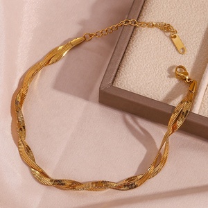 डबल परत महिलाओं नाग चेन पायल महिलाओं के लिए 18k सोना मढ़वाया स्टेनलेस स्टील ठीक गहने पायल - Product Image 3