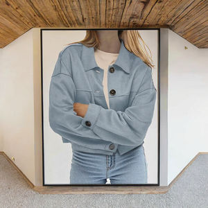 เสื้อแจ็คเก็ตบอมเบอร์ถักไหมพรมหนังกลับเทียมสำหรับผู้หญิง รุ่น Channel 8 Colors Button แฟชั่นลำลองน้ำหนักเบาสำหรับฤดูใบไม้ร่วงและฤดูหนาว ปี 2025 เสื้อโค้ทและเสื้อคลุม - Product Image 3