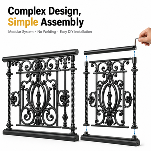 Clôture de villa de luxe classique, garde-corps de balcon - Alliage d'aluminium décoratif, système modulaire, <span class=keywords><strong>installation</strong></span> rapide - Product Image 4