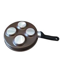 Poêle à burger aux œufs bruns à induction à quatre trous en aluminium pressé