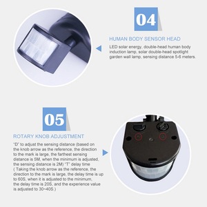 مصباح IP65 22 LED يعمل بالطاقة الشمسية مزود بمستشعر ثنائي مقاوم للماء ومستشعر للحركة مصباح جداري للإضاءة الخارجية في ساحة الحديقة مصباح أمن الشارع - Product Image 5
