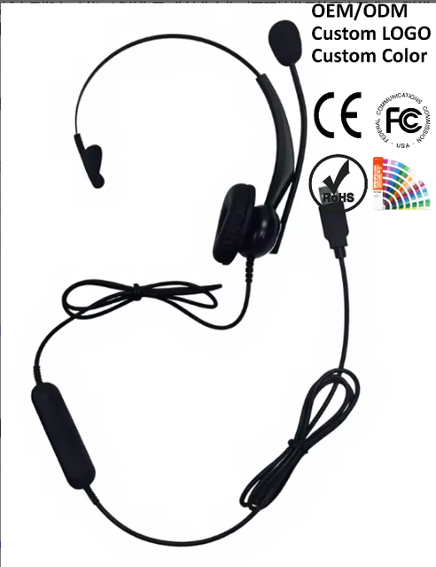 Professional Call Center Business On-Ear Headset AE300NCD Dynamic Driver Built-In Microphone Environmental Noise Cancellation