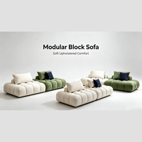 Modernes Modulares Sofa-Set Creme-Grün Farbblock Weich Gepolsterte Wohnzimmermöbel Flexible Kombination Keine Montage Erforderlich