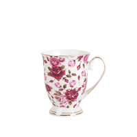Mug en Porcelaine Fine en Gros, Tasse à Café Florale en Céramique sur Pied avec Logo Personnalisé