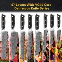 Full-Tang G10 Poignée 8 pouces Japonais 67 couches Acier Damas Master Chef Couteaux Gyuto Kiritsuke Couteau avec noyau vg10