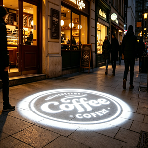 โปรเจคเตอร์โลโก้ร้านกาแฟ LED 20W ลายผลไม้ โปรเจคเตอร์ร้านตัดผม กันน้ำ IP65 โปรเจคเตอร์ Gobo แบบคงที่ - Product Image 1