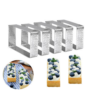 Anneaux à <span class=keywords><strong>tarte</strong></span> rectangulaires perforés en acier inoxydable de différentes tailles en vrac <span class=keywords><strong>Moule</strong></span> à anneau de cuisson pour <span class=keywords><strong>tarte</strong></span> aux fruits rectangle dessert - Product Image 3