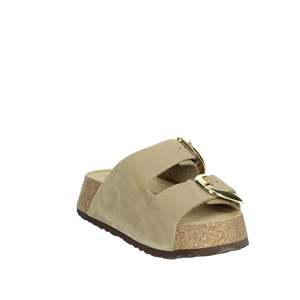 Pantuflas de Plataforma para Mujer Bionatura, Parte Superior de Cuero Beige, Calzado Cómodo - Product Image 5